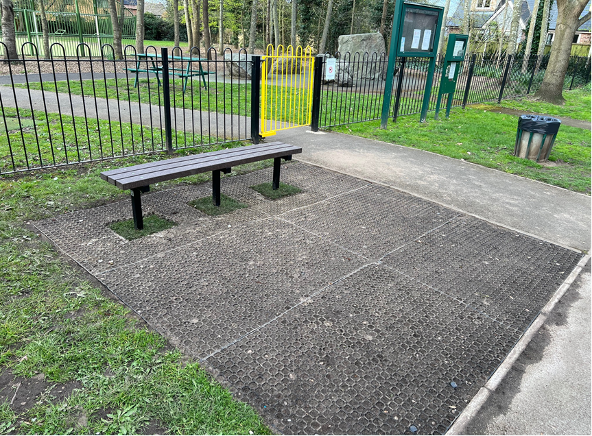 Bench outside play park